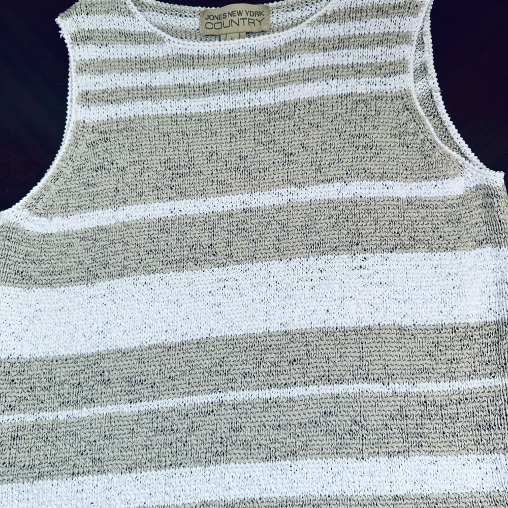 Ladies Beige/white striped size L
